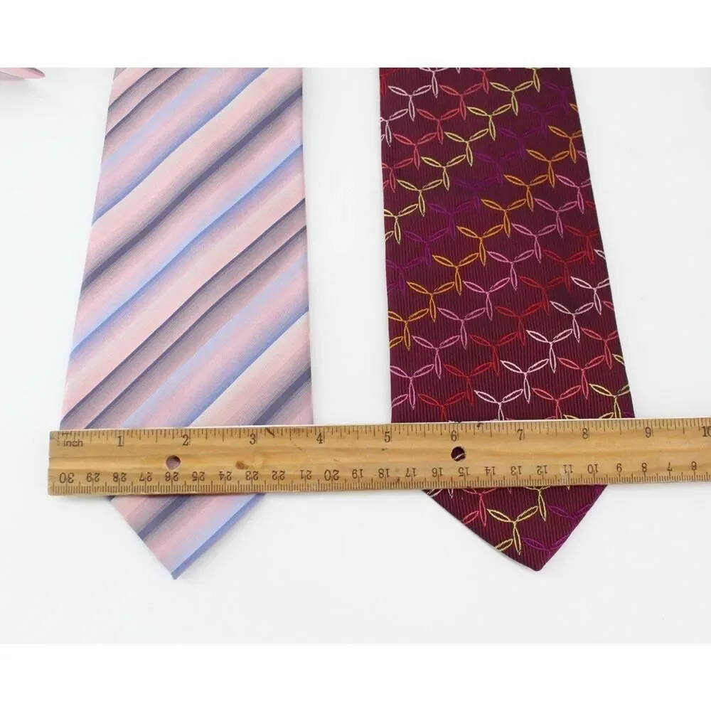 4pc Mens 100% Silk Tie Lot Van Heusen Rykiel Homme Villa Bolgheri Platinum Birds